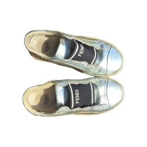 Fendi Silver Elastic Low Top Men's Athletic Sneakers Made in Italy
